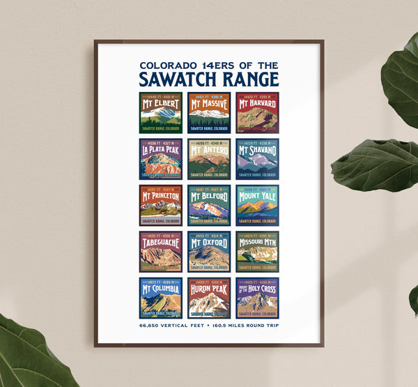 Colorado 14ers of the Sawatch Range Print