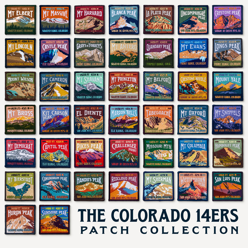 The Colorado 14ers Iron on Embroidered Patch Collection