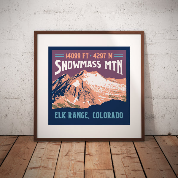 Snowmass Mountain Elk Range Colorado 14er Giclee Art Print