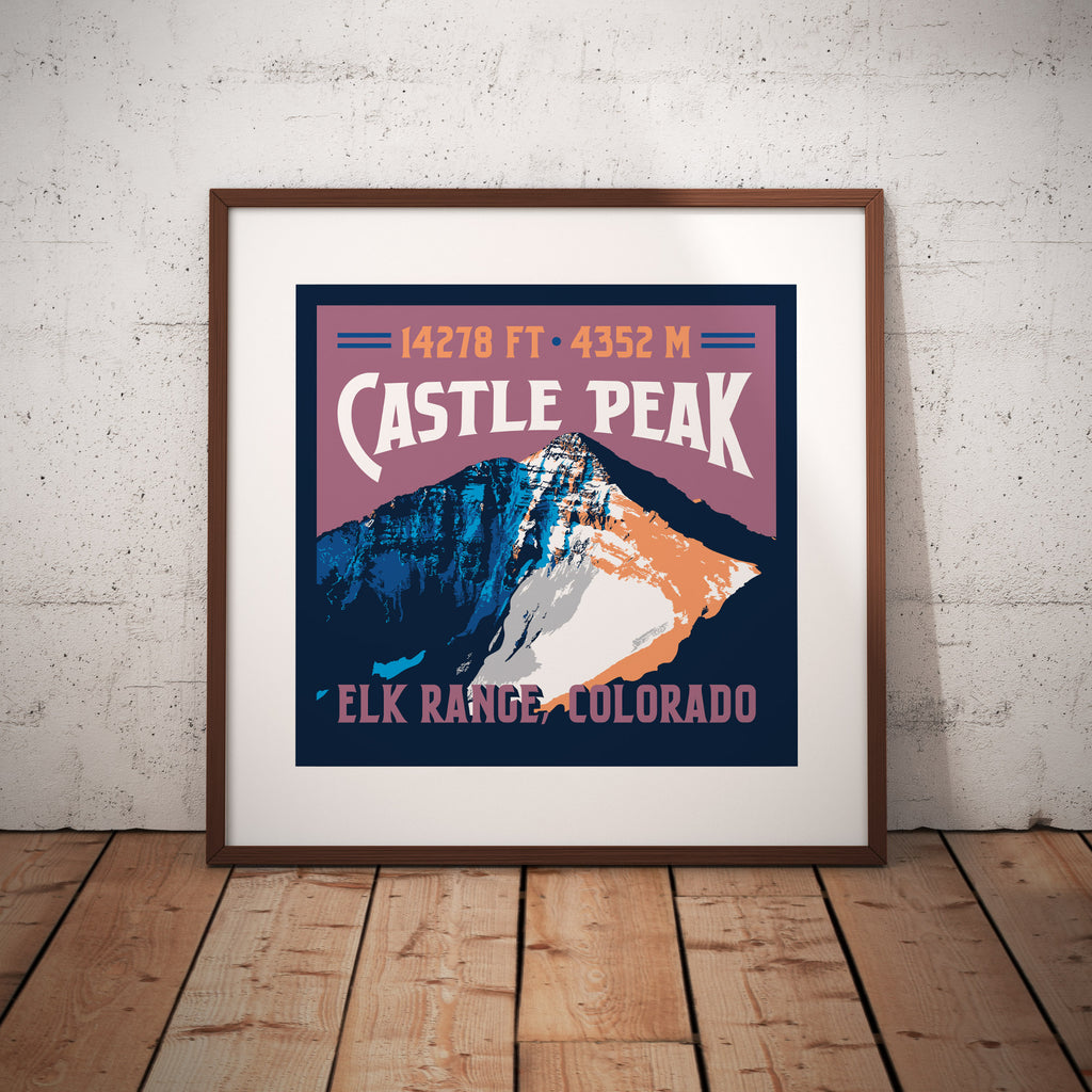 Castle Peak Elk Range Colorado 14er Giclee Art Print Poster