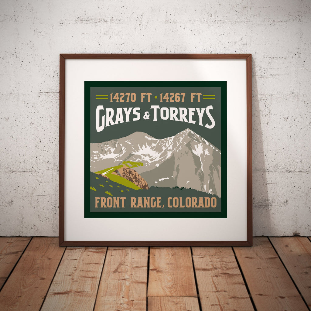 Grays Peak and Torreys Peak Colorado 14ers Giclee Art Print